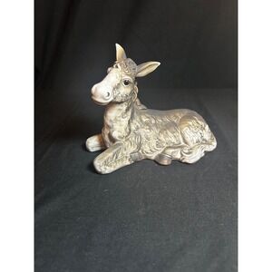 Nativity Donkey Figurine Ceramic Lying Down Rustic Christmas‎ Decor